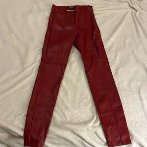 Red Vegan Leather Zara Pants Leggings